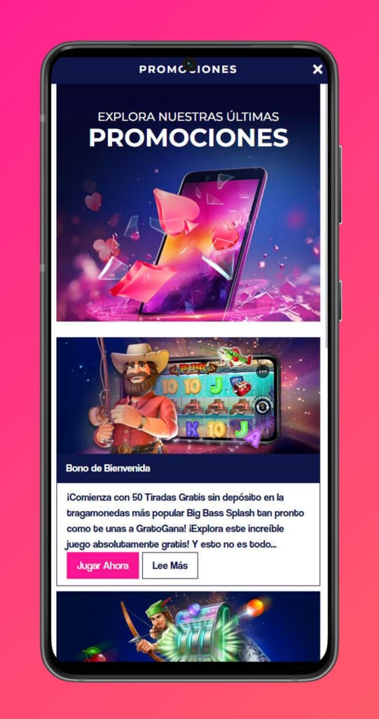Bonos de la aplicación móvil del casino Gratogana